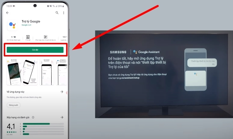 cài Google Assistant cho tivi Samsung